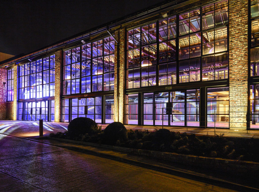 Boiler Shop venue in Newcastle, interior and exterior lighting design by award-winning international lighting design consultants - Michael Grubb Studio