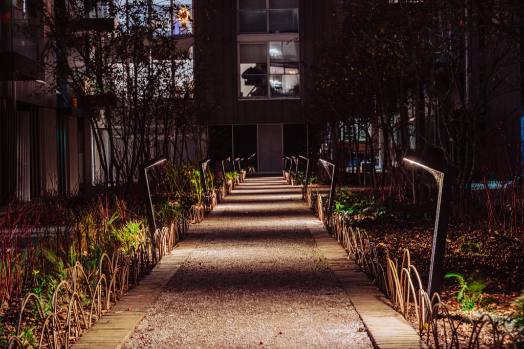 The Circus Street Development features a bespoke lighting strategy from Michael Grubb Studio, integrating architecture and landscape design to create a visual and sustainable public realm