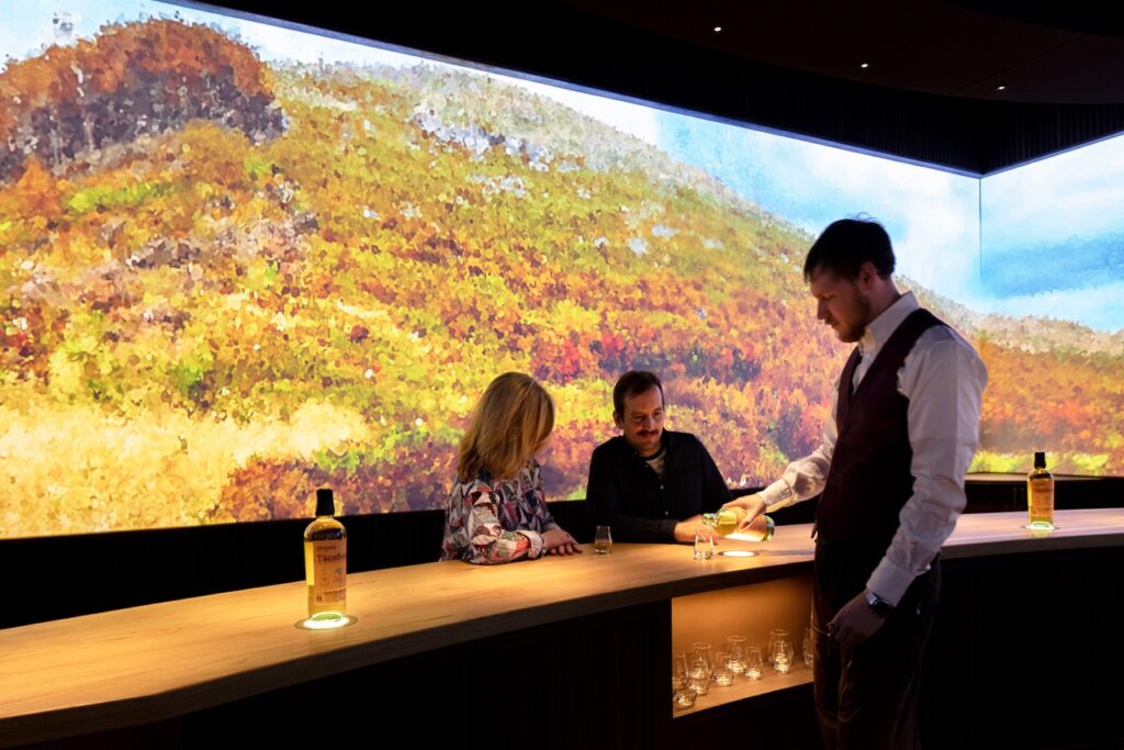 Anglo-saxon and whiskey distillery visitor experience with award-winning lighting design by Michael Grubb Studio, industry leading international lighting consultants