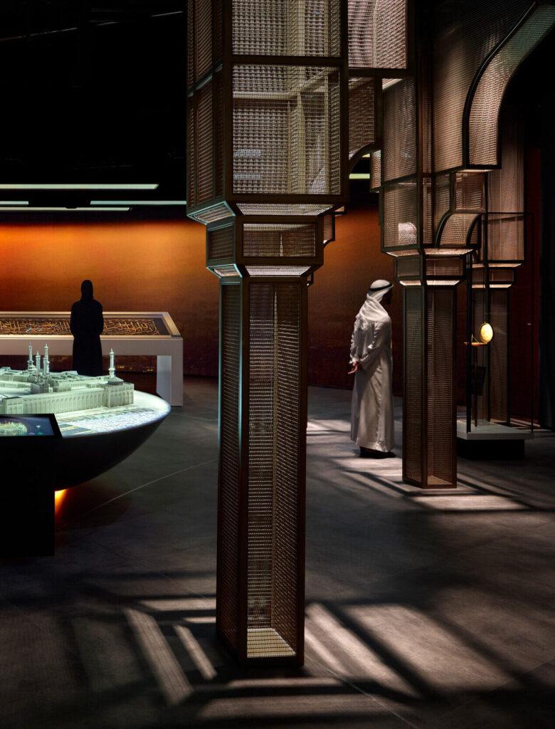 An immersive lighting design by Michael Grubb Studio enhances the Light & Peace Visitor Experience at Sheikh Zayed Grand Mosque in Abu Dhabi, UAE, using brightness, shadow, and colour to guide visitors through themes of faith, coexistence, and shared humanity.