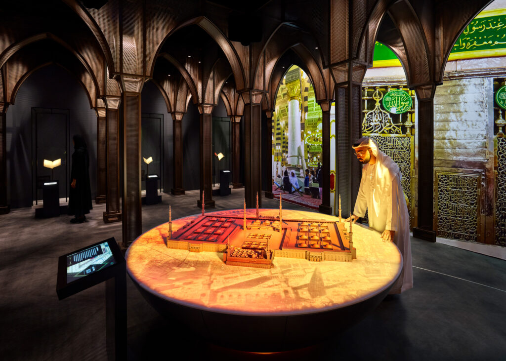 An immersive lighting design by Michael Grubb Studio enhances the Light & Peace Visitor Experience in Abu Dhabi, UAE, using brightness, shadow, and colour to guide visitors through themes of faith, coexistence, and shared humanity.