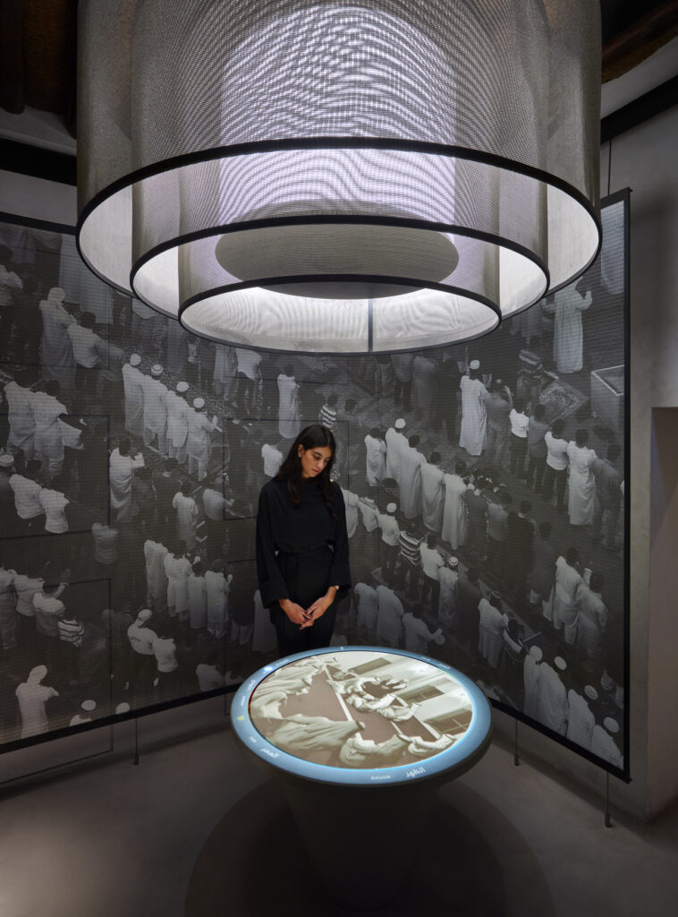 Narrative-led lighting guiding visitors through Emirati heritage themes