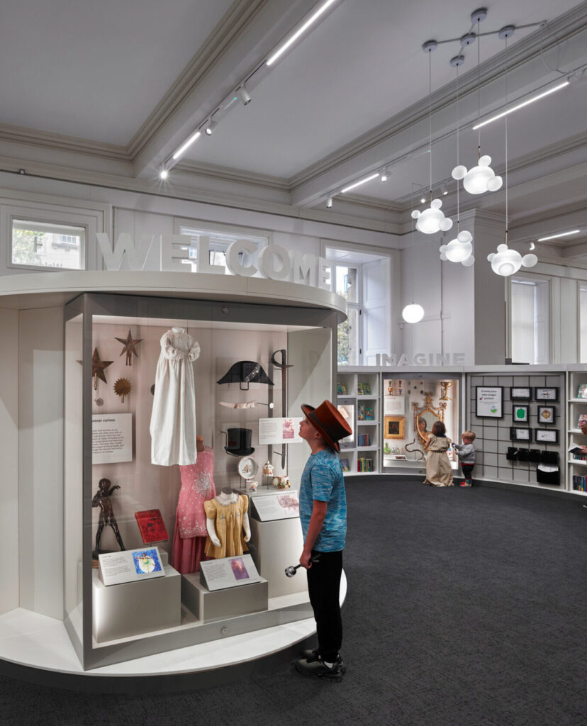 Interior museum lighting and gallery illumination supporting flexible exhibitions and visitor engagement within The Harris redevelopment.